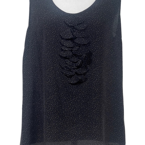 Halogen Women's Silk Gray Tank Top Polka Dot Ruffle Size Large - Picture 7 of 7